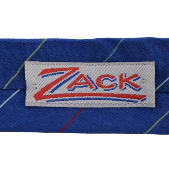 Zack LDM Mens Tie Necktie Silk Hand Made in Italy Blue Stripes Red Yellow Grey - Picture 3 of 6